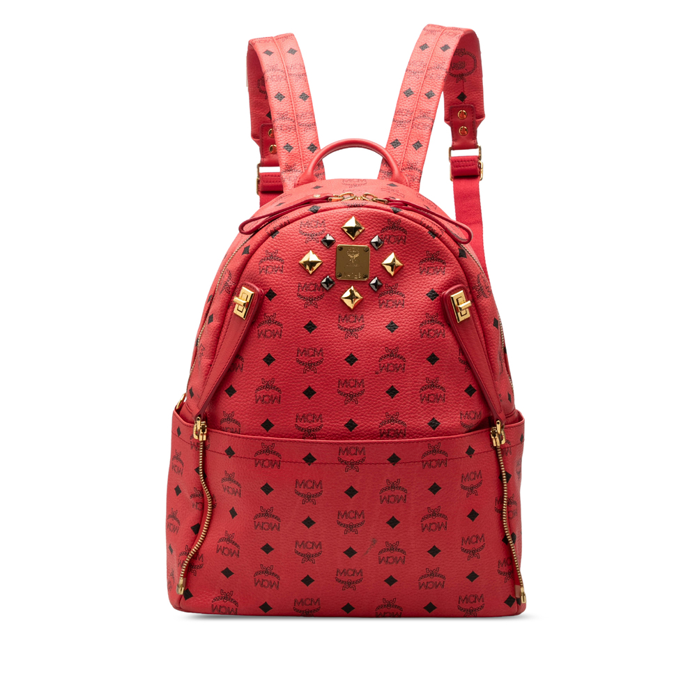 Pre-Loved MCM Visetos Coated Canvas Dual Studded Stark Backpack